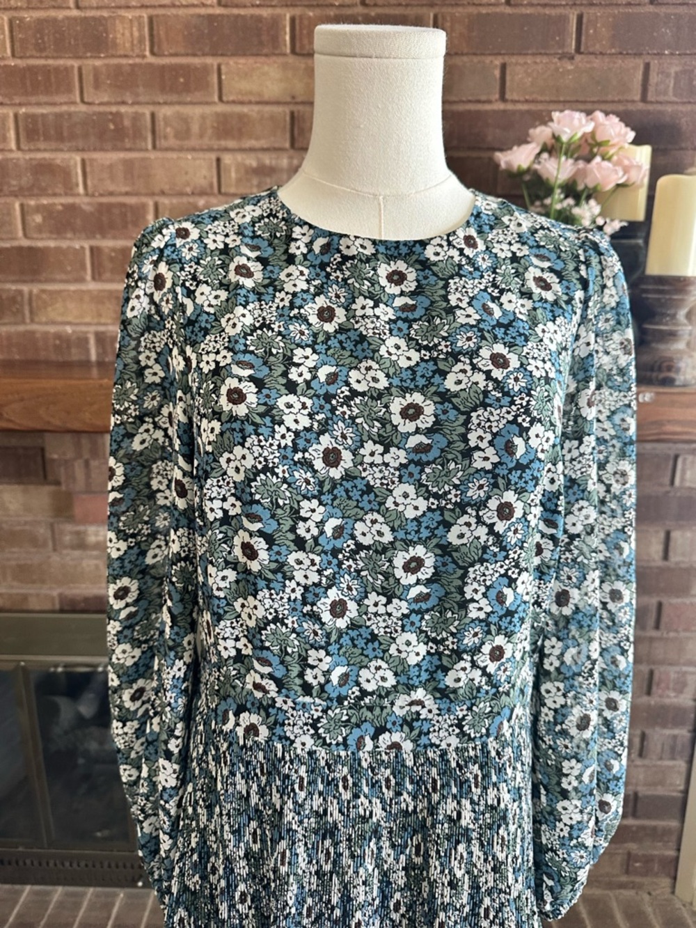 Boden Floral Micro Pleat Tiered Long Sleeve Dress Cottagecore Whimsical Elegant* - Picture 6 of 9